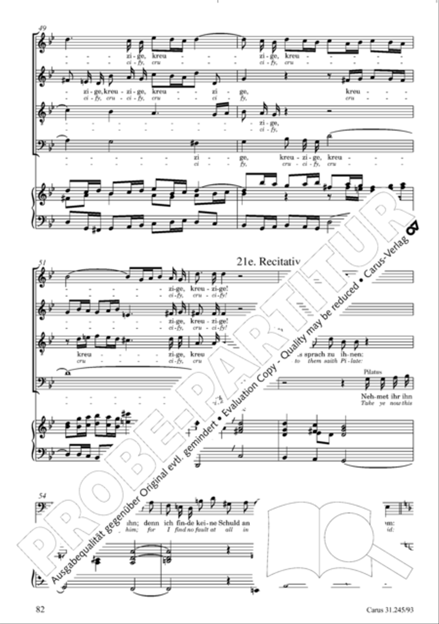 St. John Passion (Johannes-Passion) 4-Part scores gallery preview page 83