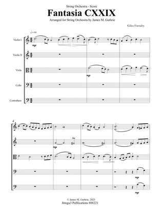 Farnaby: Fantasia CXXIX for String Orchestra - Score Only