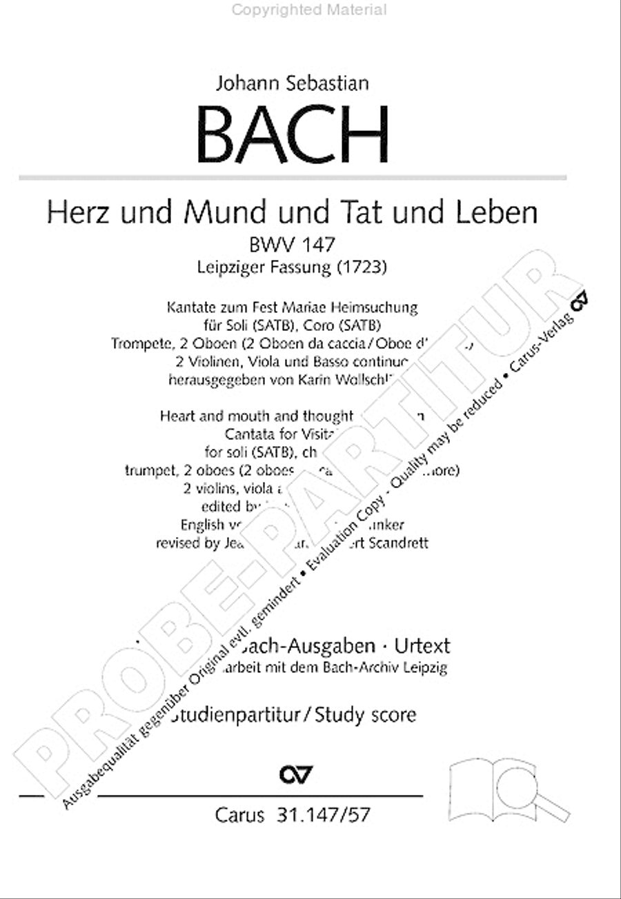 Heart and mouth and thought and action (Herz und Mund und Tat und Leben) (Herz und Mund und Tat und Leben) 4-Part scores gallery preview page 3