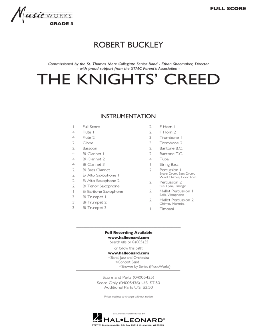 The Knights' Creed - Conductor Score (Full Score)