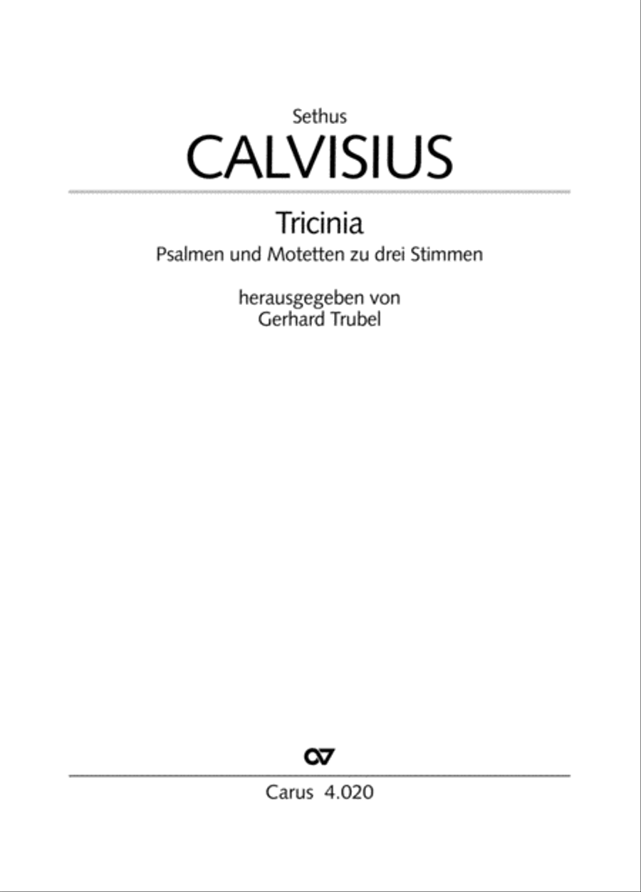 Calvisius: Tricinia. Psalmen und Motetten zu drei Stimmen Choir scores gallery preview page 2