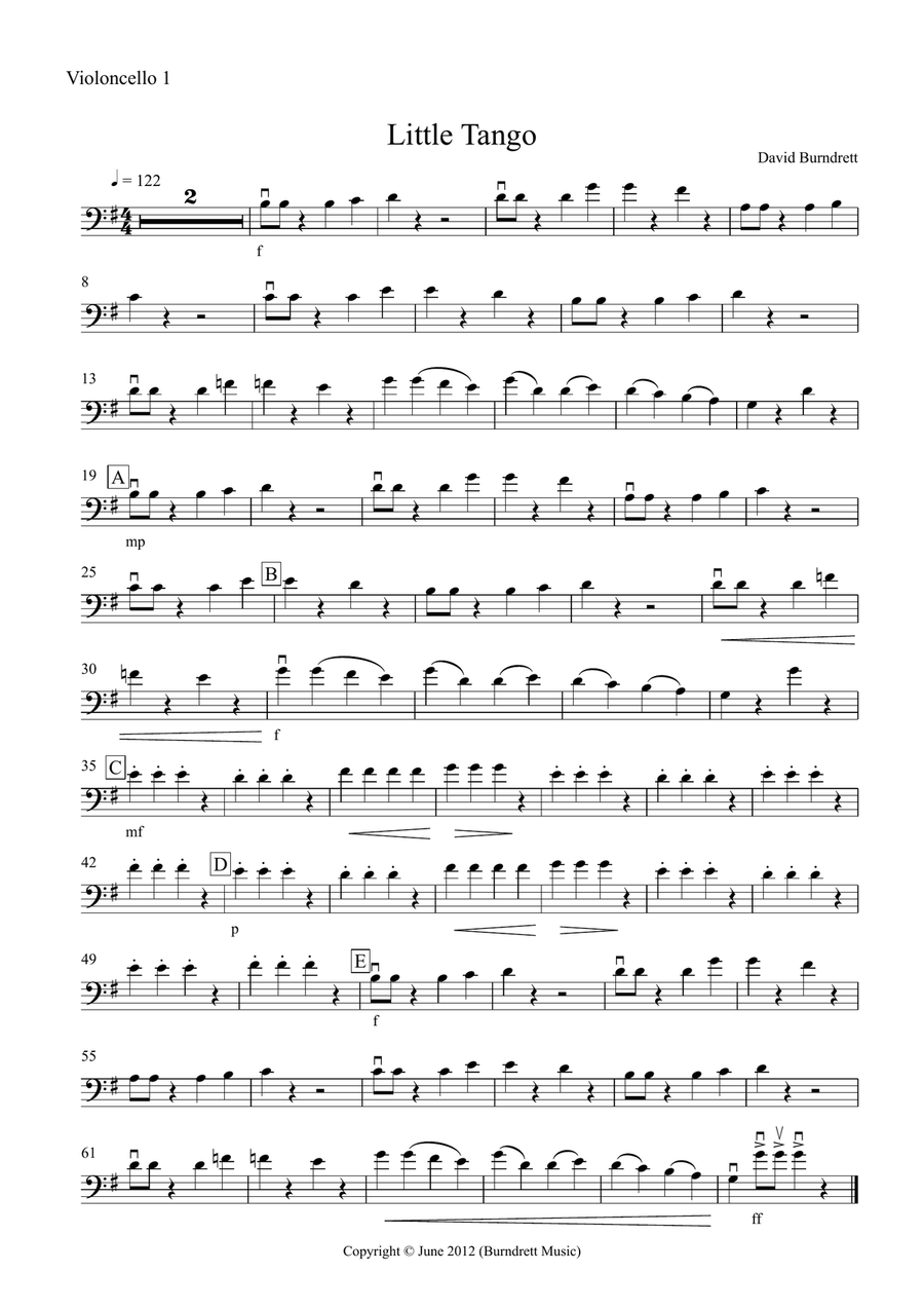 Little Tango for Beginning Cello Quartet Cello Solo scores gallery preview page 4