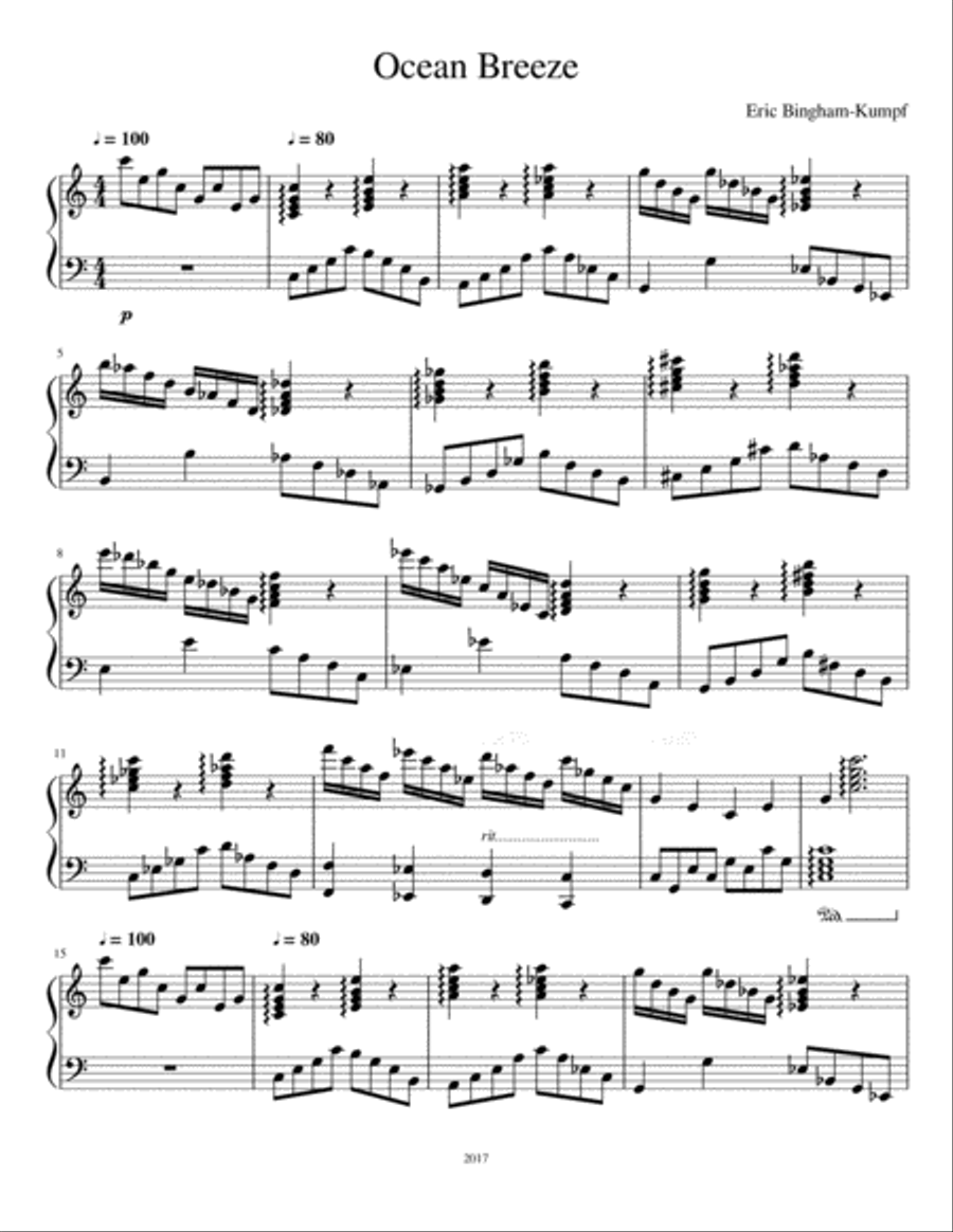 Ocean Breeze Piano Solo scores gallery preview page 1