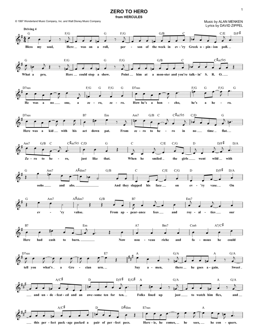 Zero To Hero (from Hercules) Guitar scores gallery preview page 1