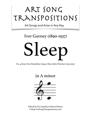 Book cover for GURNEY: Sleep (transposed to A minor)