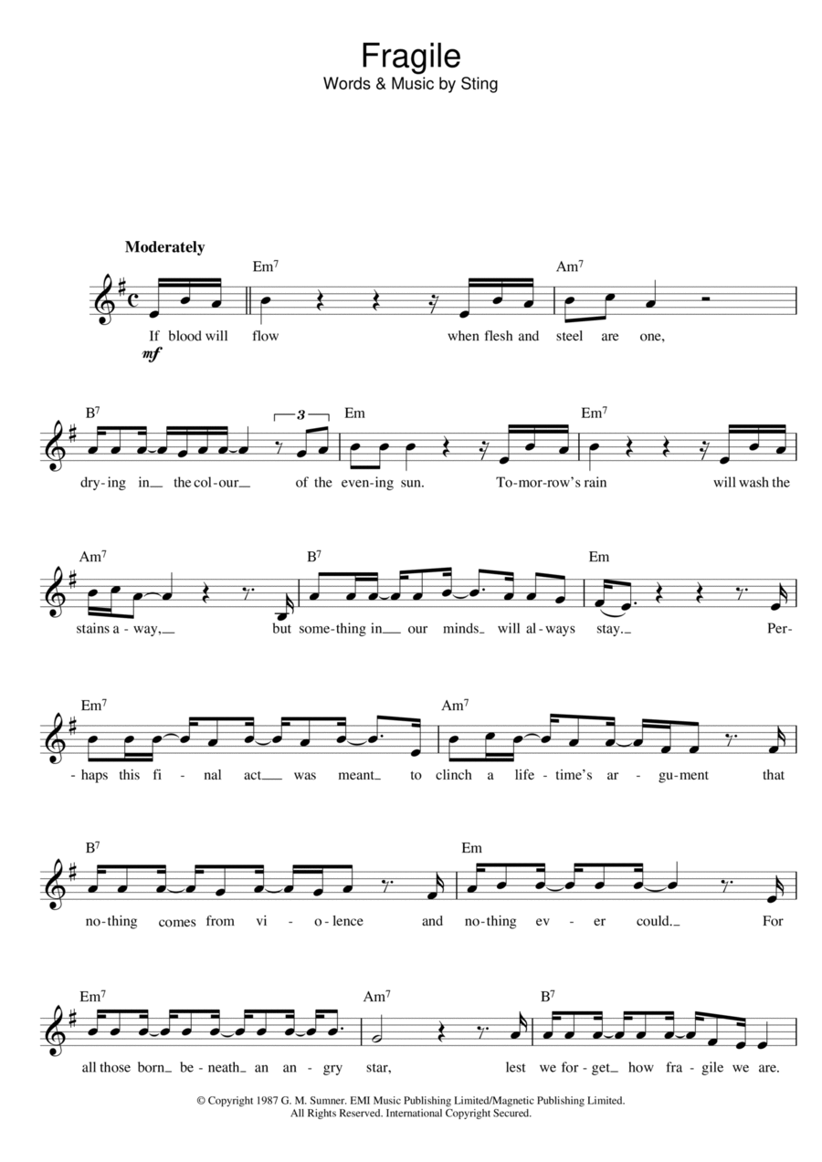 Fragile Piano scores gallery preview page 1