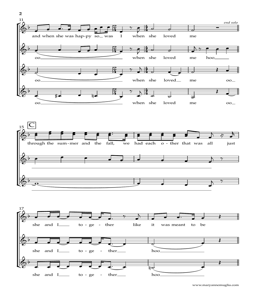 When She Loved Me SSA scores gallery preview page 2