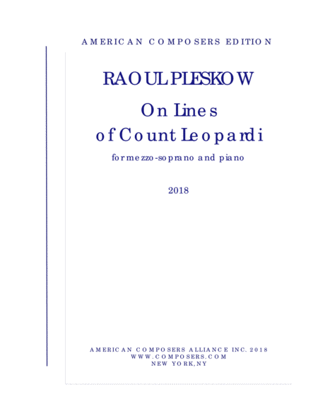 [Pleskow] On Lines of Count Leopardi