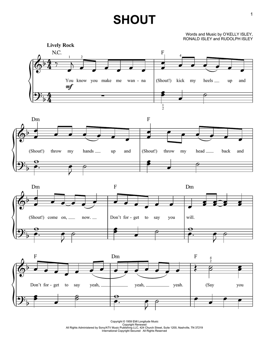Shout Shout Easy Piano scores gallery preview page 1