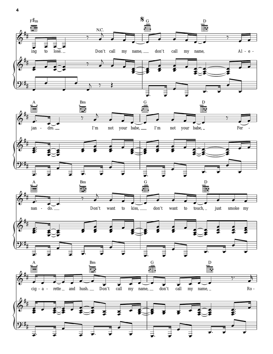 Alejandro Piano, Vocal, Guitar scores gallery preview page 4