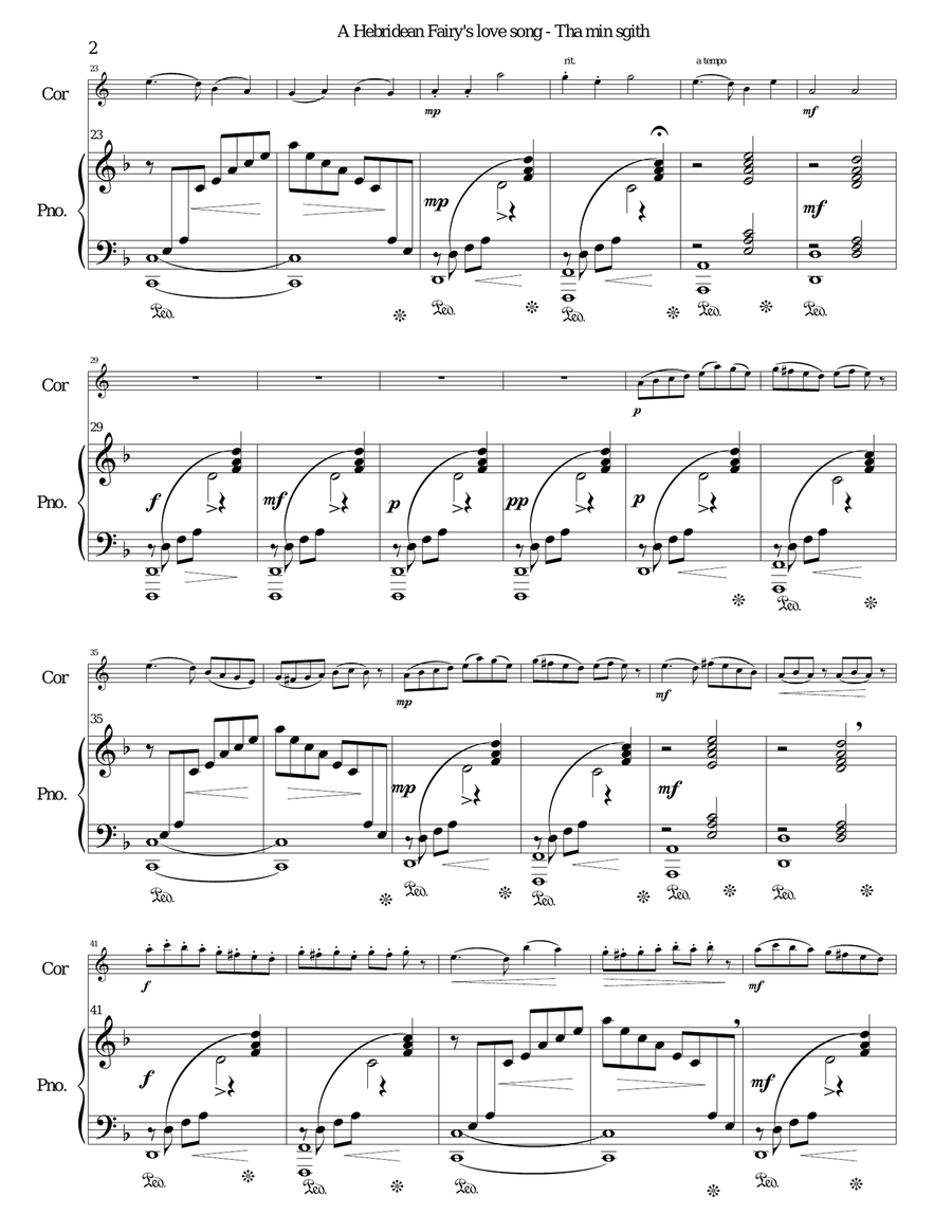 Hebridean fairy's love song (Tha Mi sgith) arranged for cor anglais and piano English Horn scores gallery preview page 2