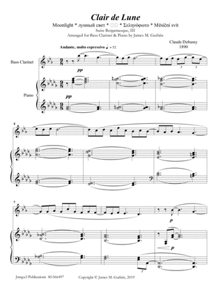 Debussy: Claire de Lune for Bass Clarinet & Piano