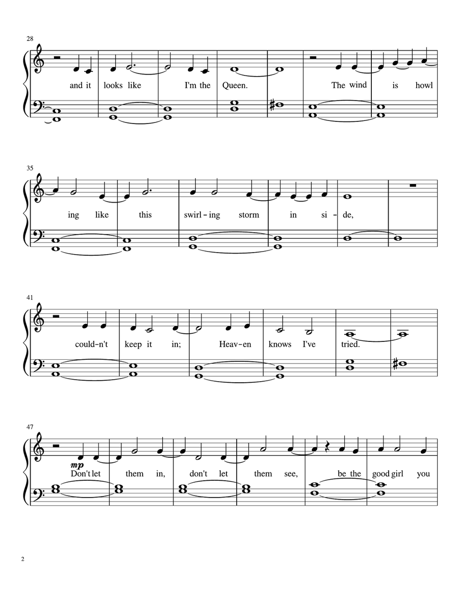 Let It Go (from Frozen) Easy Piano scores gallery preview page 2