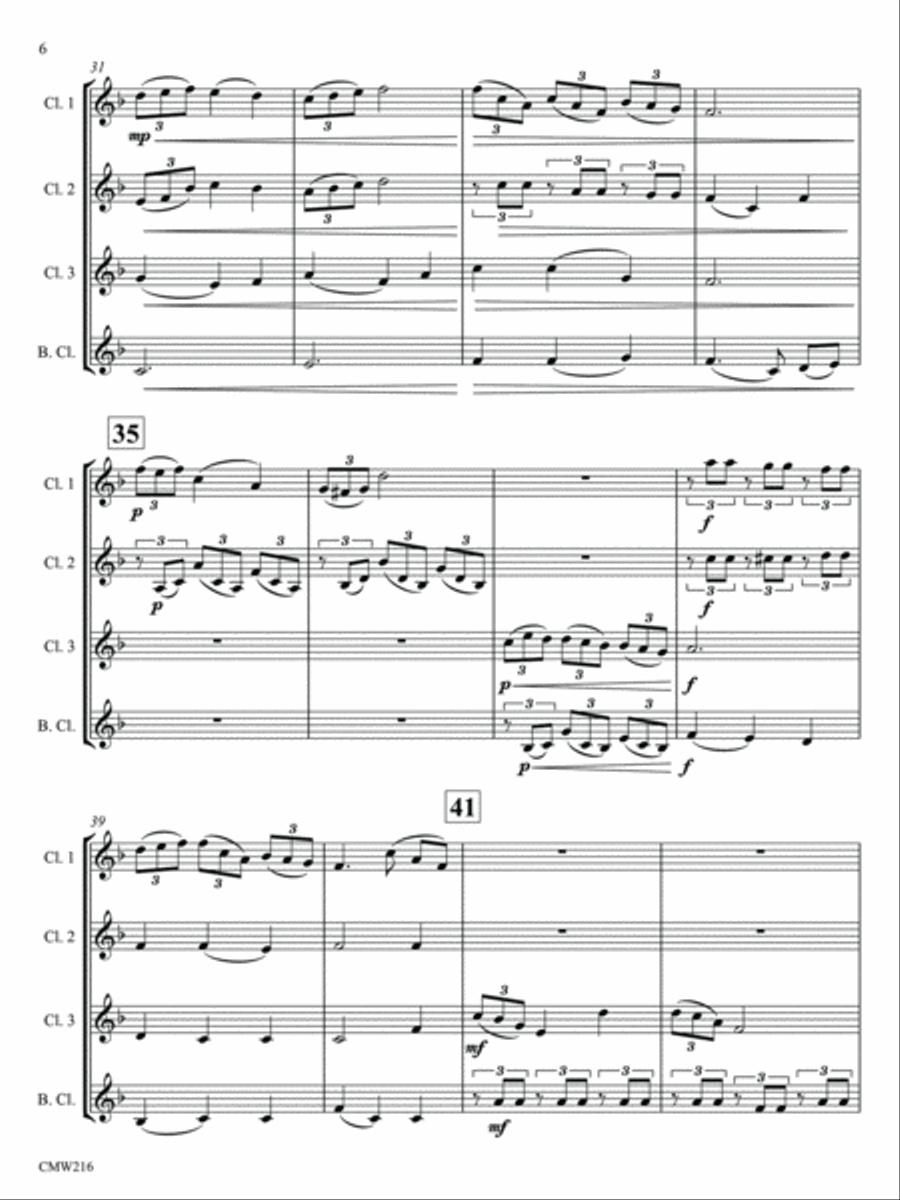 Beautiful Dreamer Clarinet Quartet scores gallery preview page 6
