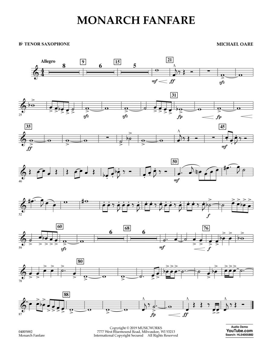 Monarch Fanfare - Bb Tenor Saxophone