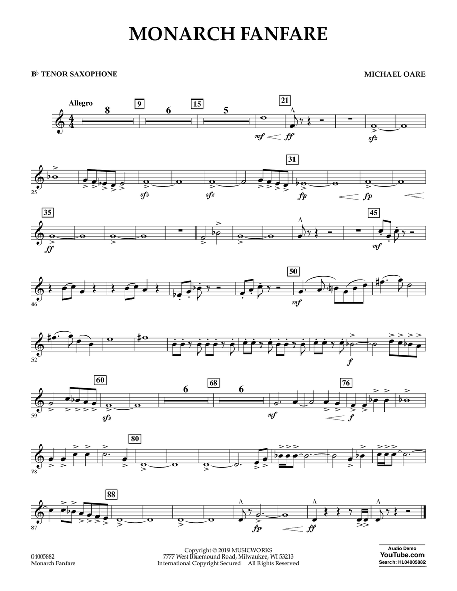 Monarch Fanfare - Bb Tenor Saxophone Concert Band scores gallery preview page 1