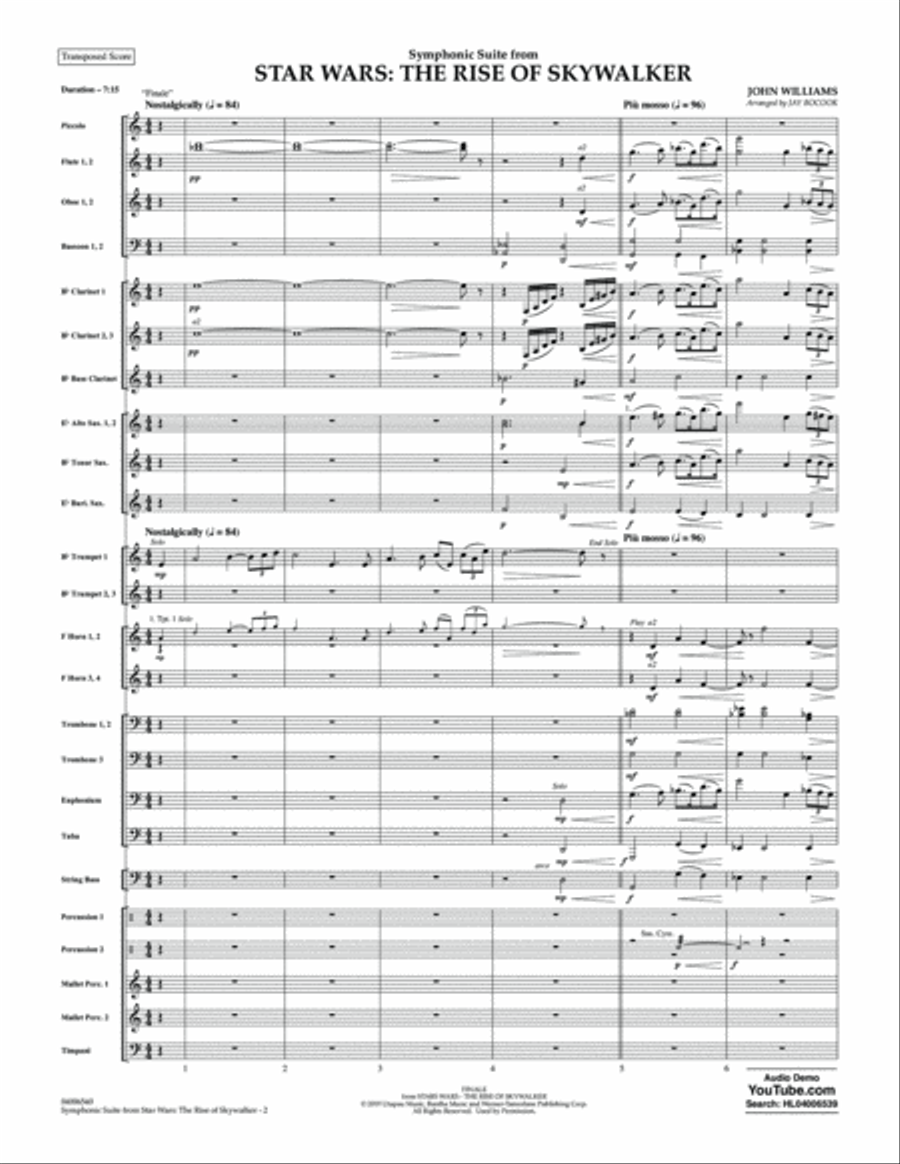 Symphonic Suite from Star Wars: The Rise of Skywalker (arr. Bocook) - Conductor Score (Full Score) Concert Band scores gallery preview page 2