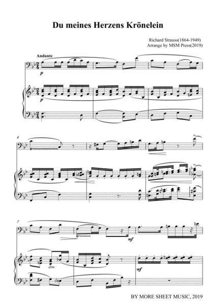 Richard Strauss-Du meines Herzens Krönelein, for Cello and Piano image number null