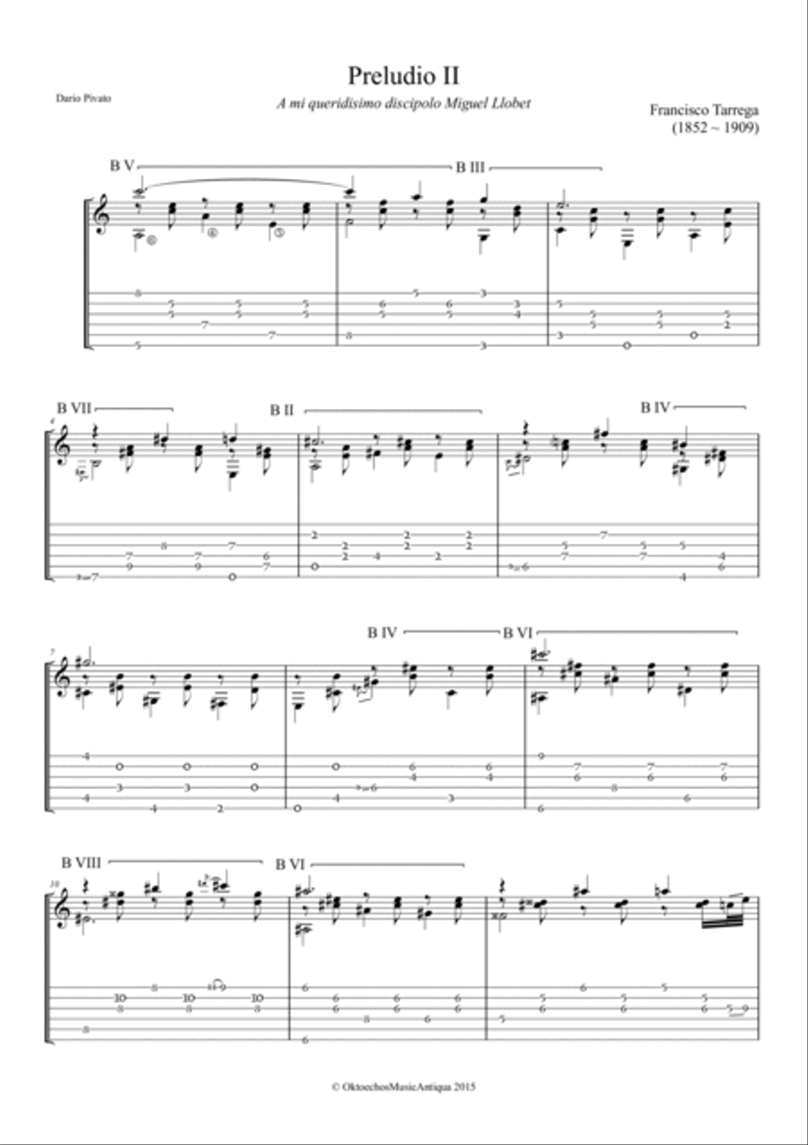 3 Preludi (Preludio in A min, Làgrima, Oremus) Classical Guitar scores gallery preview page 2