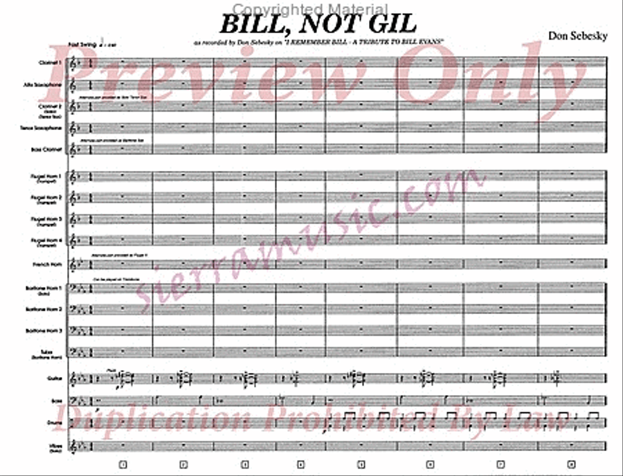Bill, Not Gil Bill, Not Gil Jazz Ensemble scores gallery preview page 2