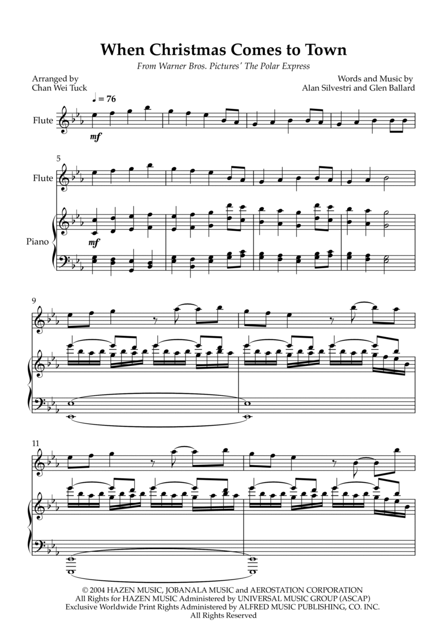 When Christmas Comes To Town Flute Solo scores gallery preview page 1