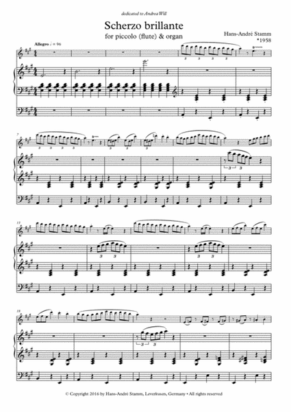 Scherzo brillante for piccolo (flute) and organ