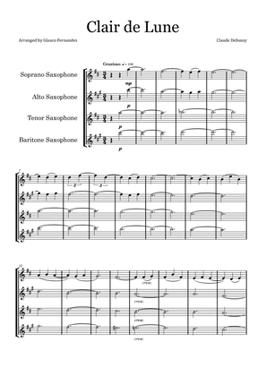 Clair de Lune by Debussy - Saxophone Quartet