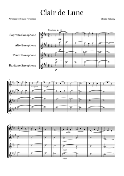 Clair de Lune by Debussy - Saxophone Quartet image number null