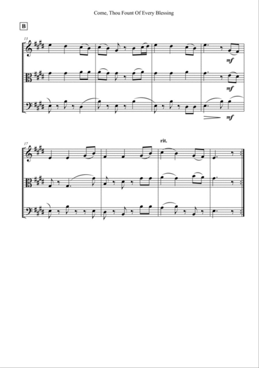 Come, Thou Fount Of Every Blessing String Trio scores gallery preview page 2