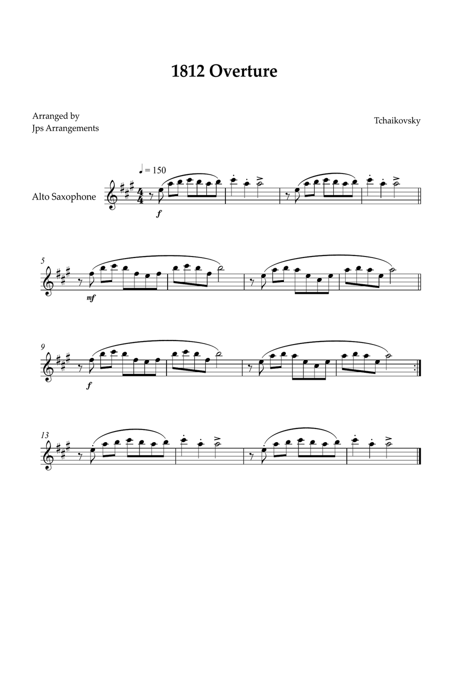 1812 Overture for Alto sax Alto Saxophone scores gallery preview page 1