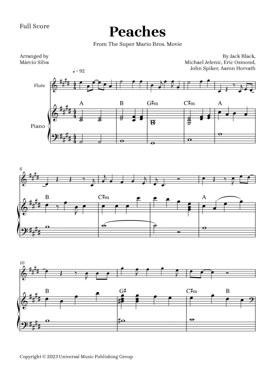 Peaches Flute Solo scores gallery preview page 1