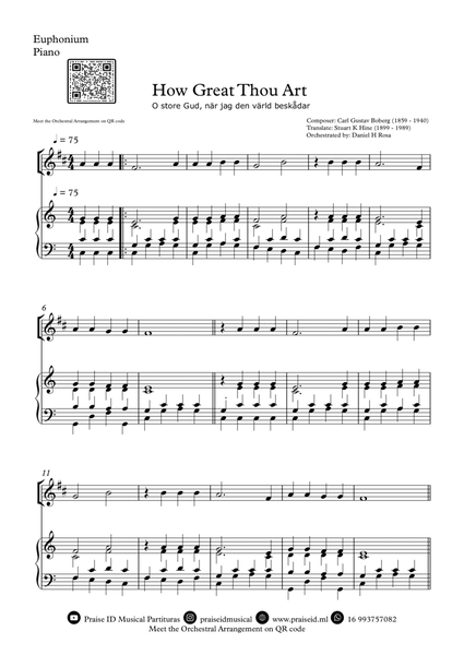 How Great Thou Art - "O store Gud." - Easy Euphonium and Piano image number null