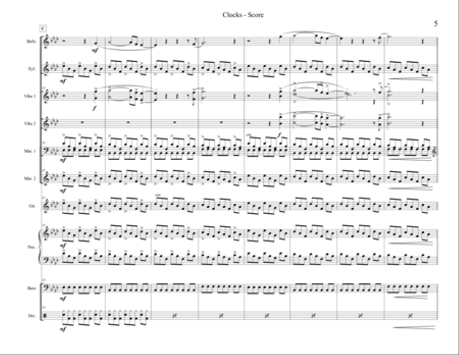 Clocks Clocks Percussion Ensemble scores gallery preview page 5