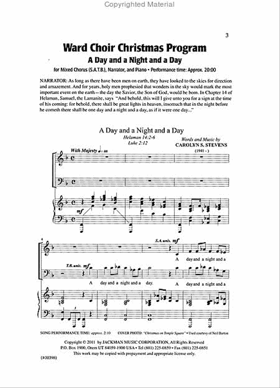 A Day and a Night and a Day - Cantata 4-Part scores gallery preview page 2