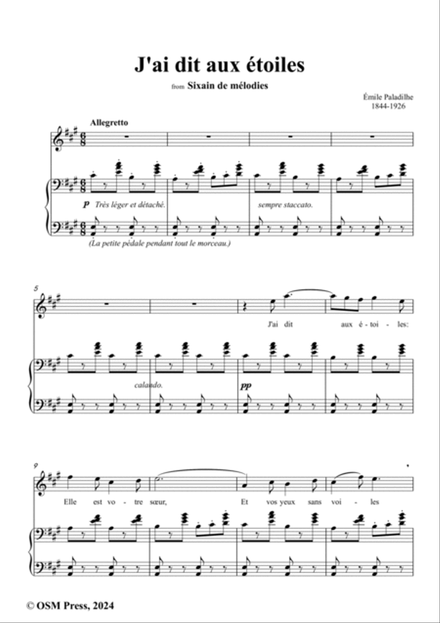 Paladilhe-J'ai dit aux étoiles(Sérénade),in A Major Voice scores gallery preview page 2