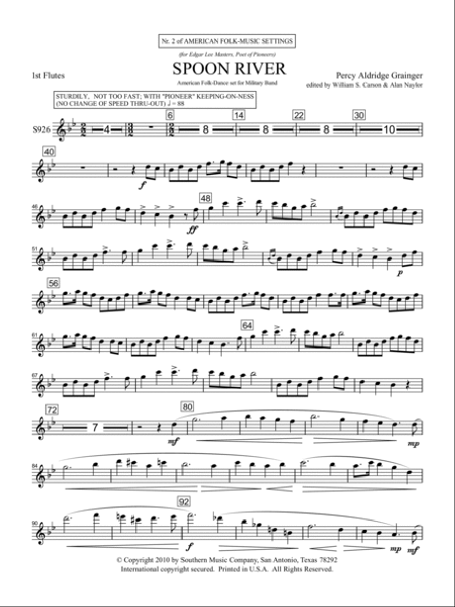 Spoon River - Flute 1 Concert Band scores gallery preview page 2