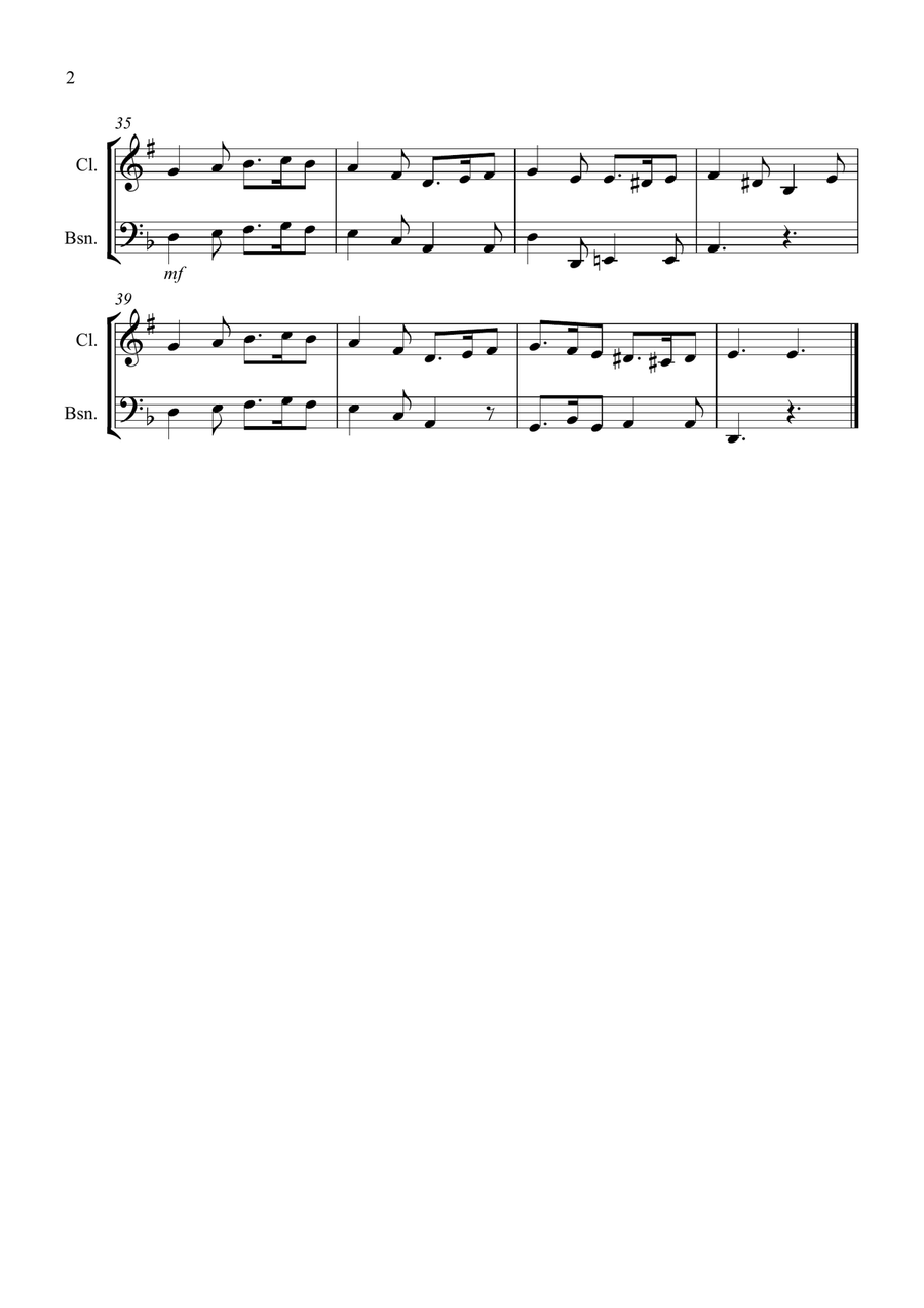 Greensleeves for Clarinet and Bassoon Duet Woodwind Duet scores gallery preview page 2