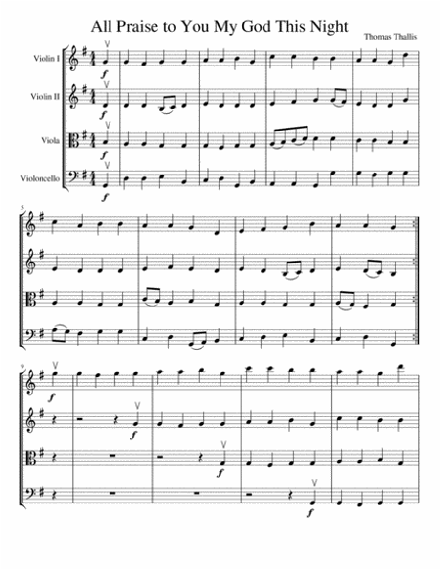 All Praise to You, My God, This Night String Quartet scores gallery preview page 2