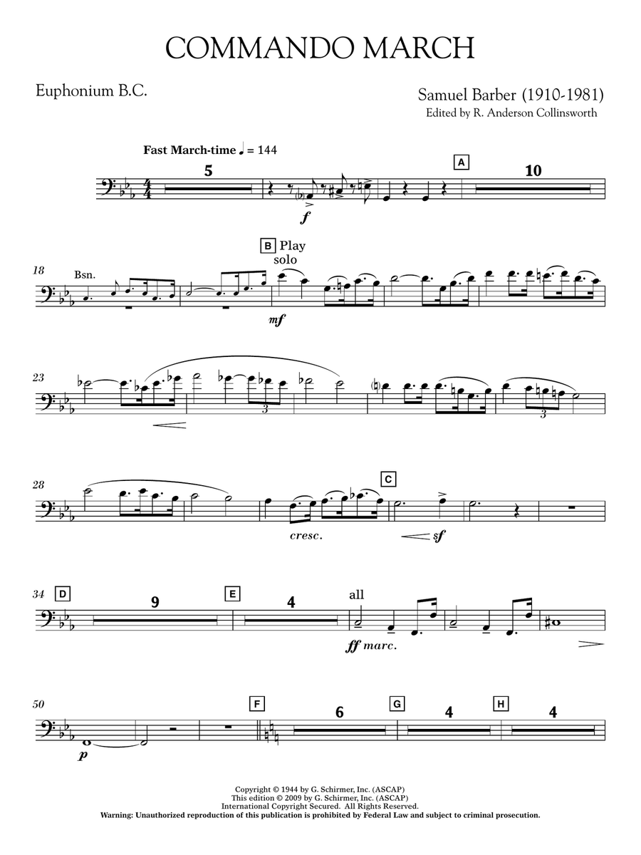 Commando March - Euphonium in Bass Clef Concert Band scores gallery preview page 1