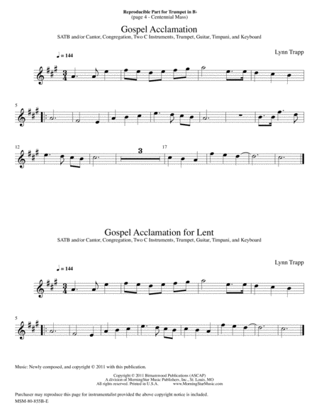 Centennial Mass (Downloadable Brass Instrumental Parts)
