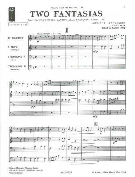 2 Fantasias - Brass Quartet