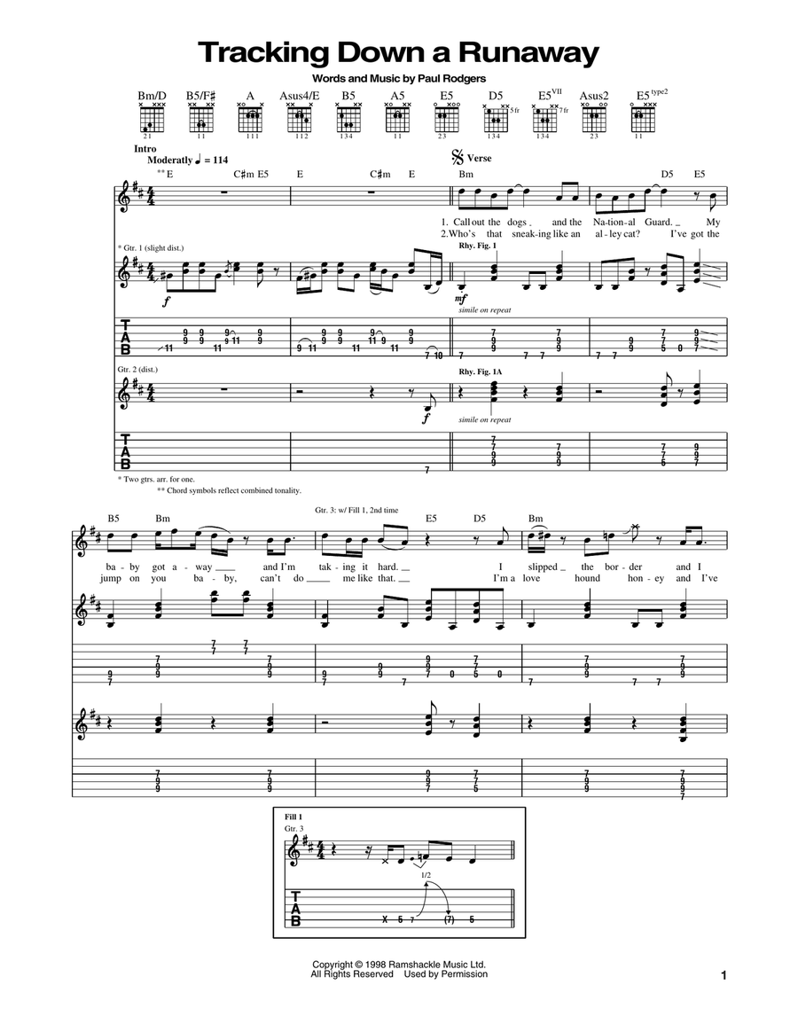Tracking Down A Runaway Acoustic Guitar scores gallery preview page 1