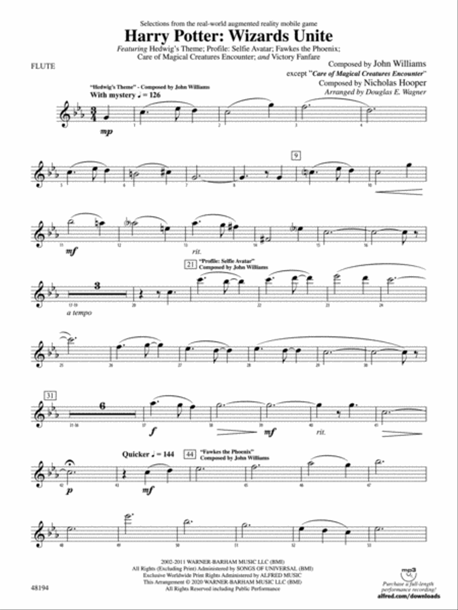 Harry Potter: Wizards Unite: Flute Concert Band scores gallery preview page 1