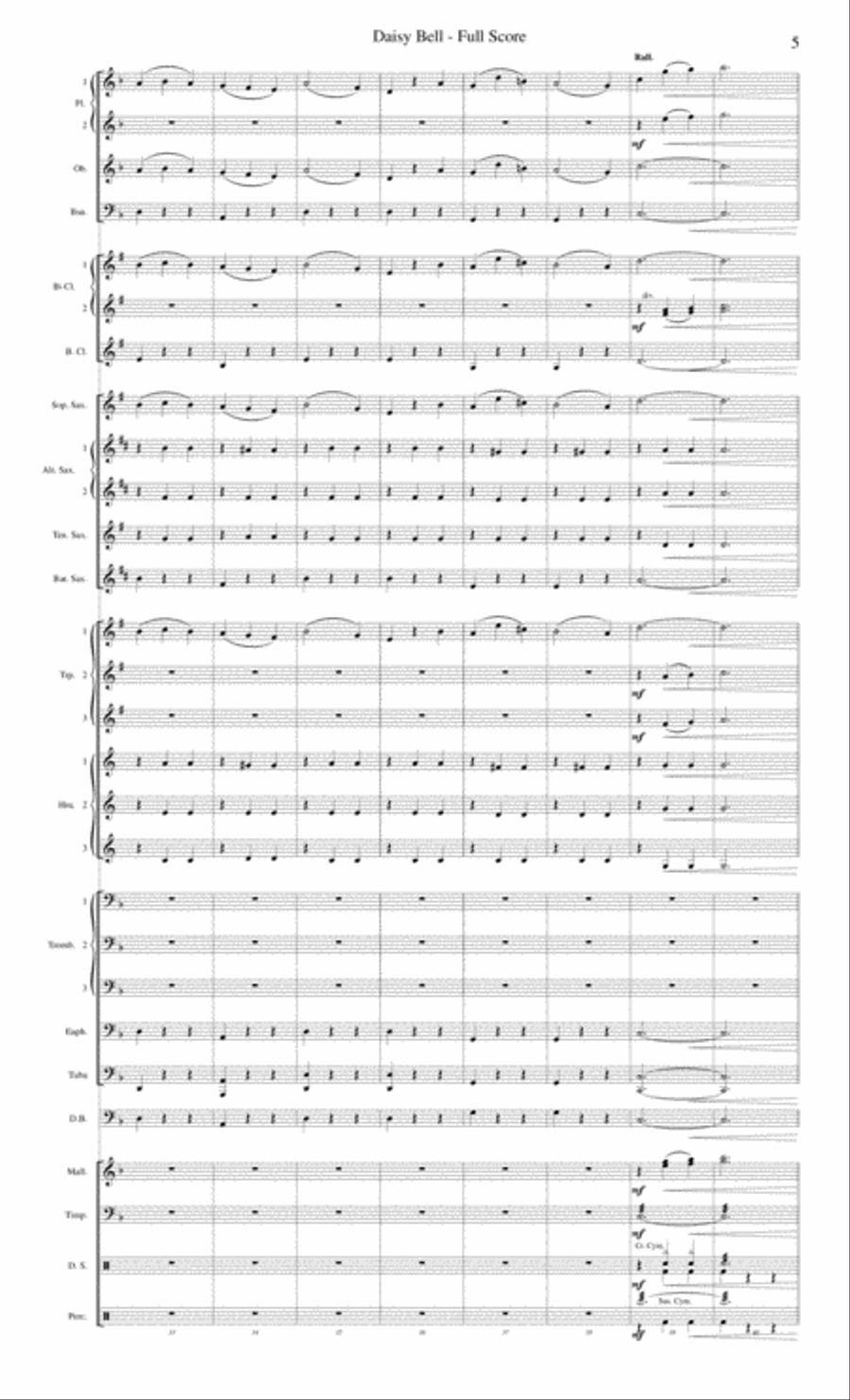 Harry Dacre - Daisy Bell (Bicycle Built for Two) Concert Band scores gallery preview page 5