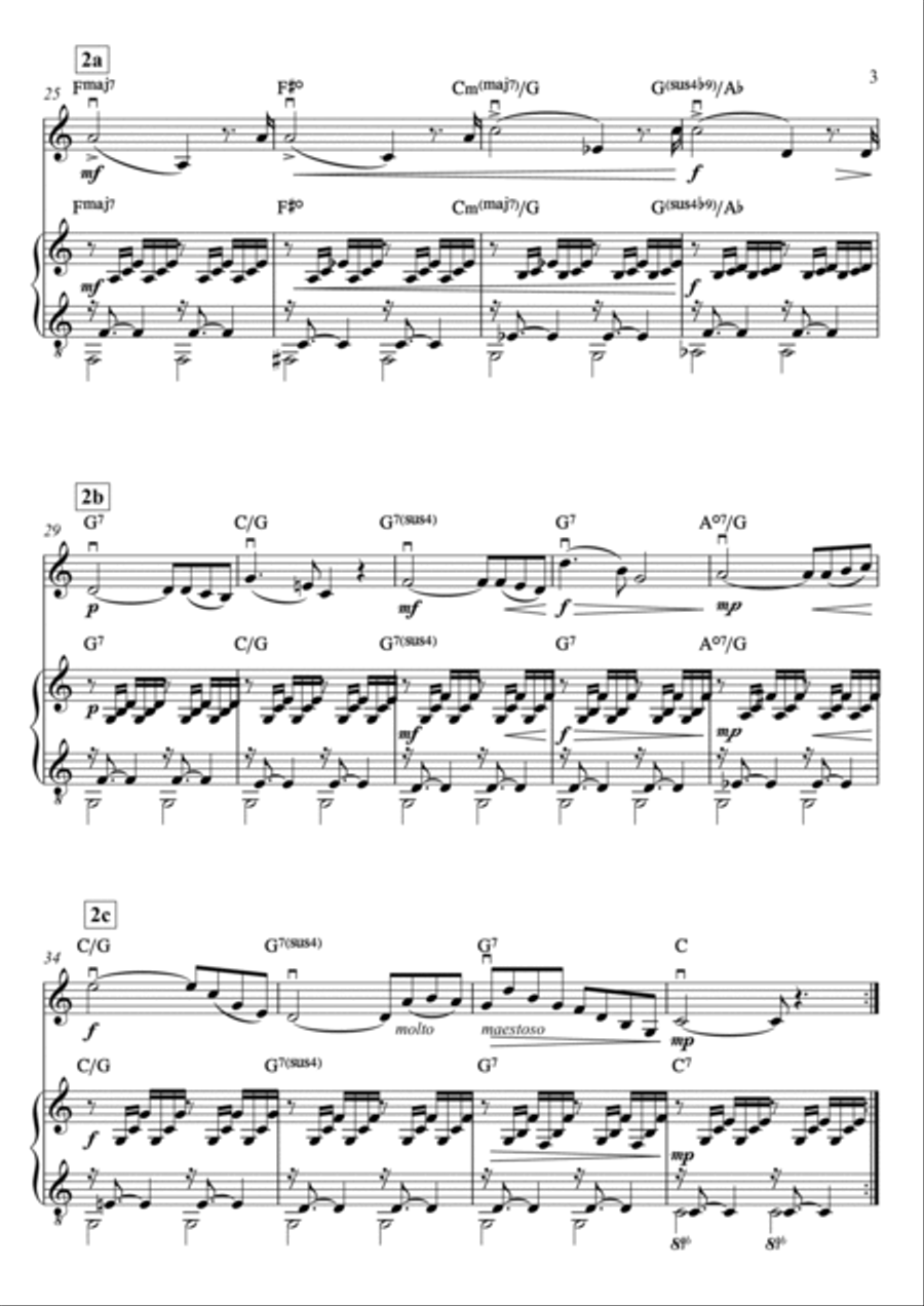 J.S. Bach - C. Gounod -- Ave Maria (meditative melody) -- violin&piano duet with lead sheet Violin scores gallery preview page 3