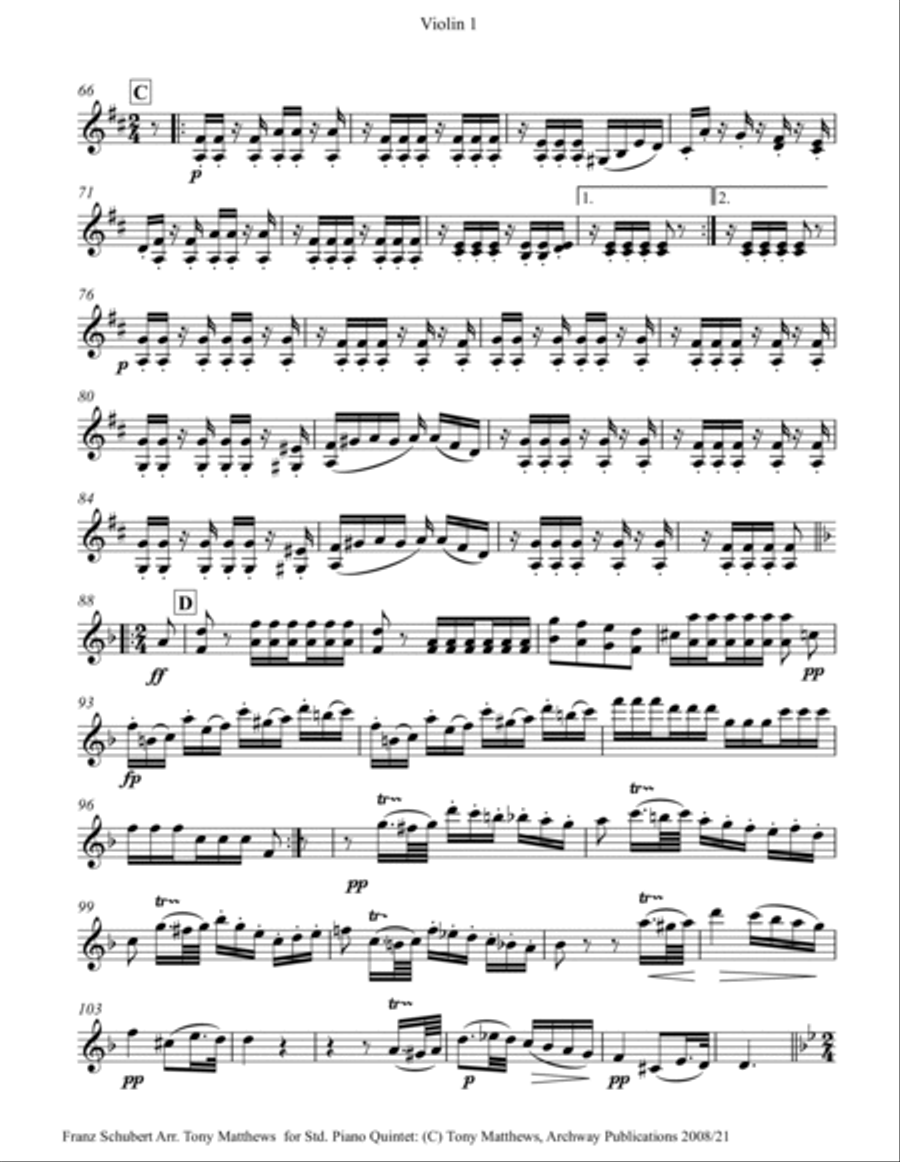 Franz Schubert - Trout Quintet (Set of Parts) Piano Quintet scores gallery preview page 5