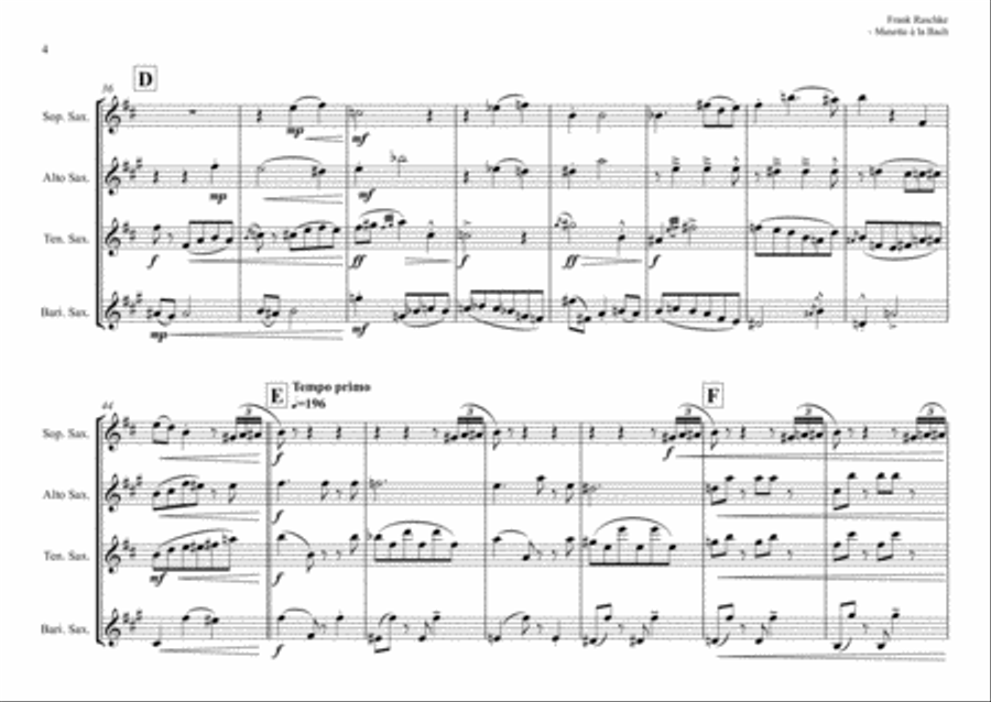 Musette à la Bach (for Saxophone Quartet) Saxophone Quartet scores gallery preview page 4