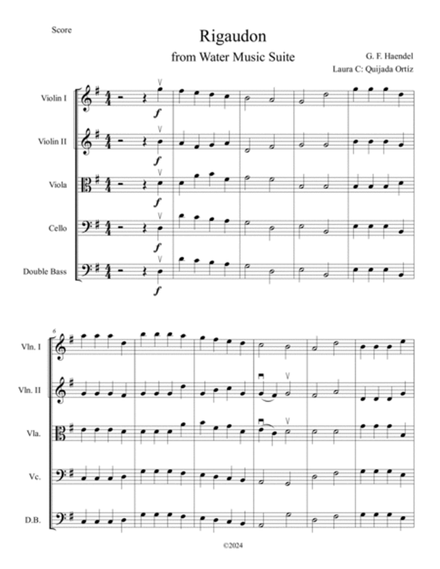 Rigaudon, from Water Music. String orchestra. Score & parts image number null