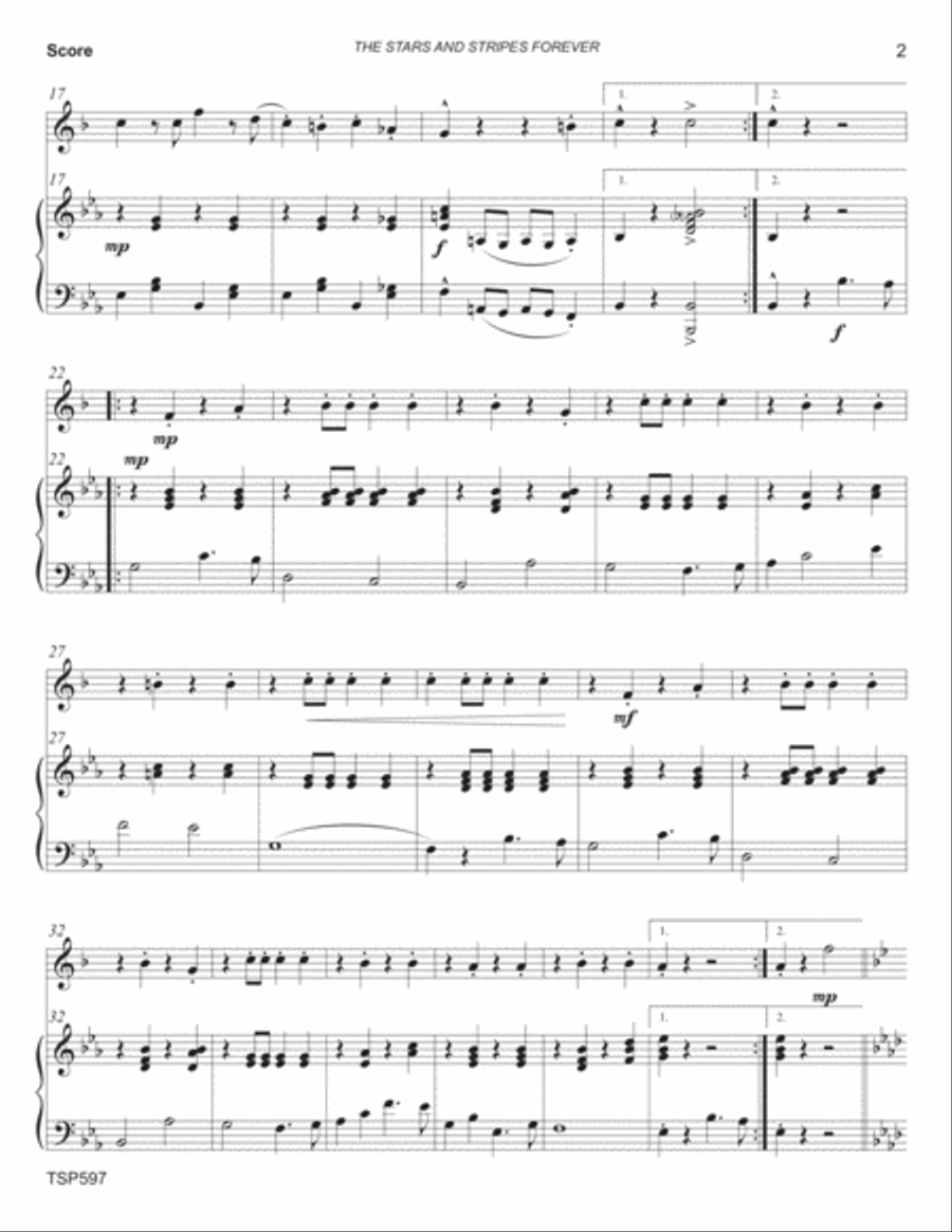 THE STARS AND STRIPES FOREVER - TRUMPET SOLO with Piano Accompaniment Trumpet Solo scores gallery preview page 2