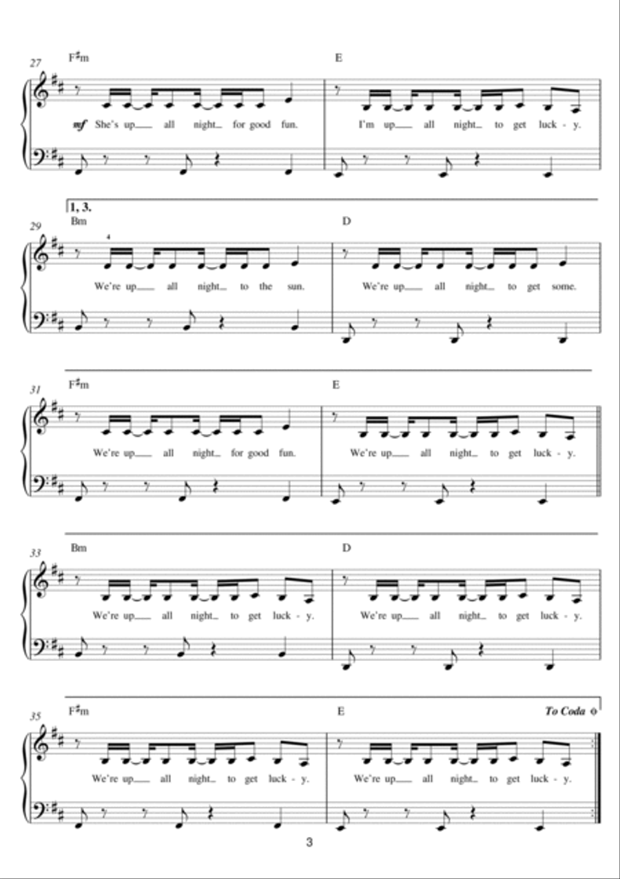 Get Lucky (featuring Pharrell Williams) Easy Piano scores gallery preview page 3